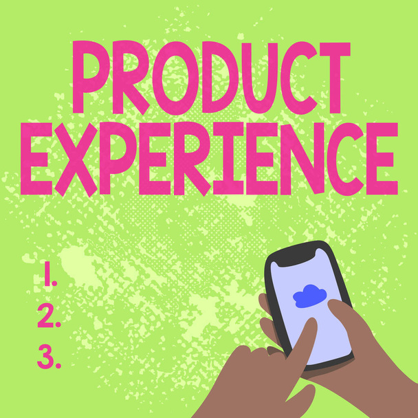 Texto que muestra inspiración Product Experience. Concepto que significa valor general de un producto o servicio a los clientes Resumen Difusión de mensajes en línea, conceptos de conectividad global - Foto, imagen