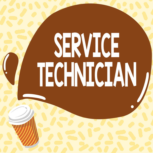 Writing displaying text Service Technician. Business concept Managing all on site installation and repair task Colorful Design Displaying Message, Abstract Coffee Shop Menu - Foto, afbeelding