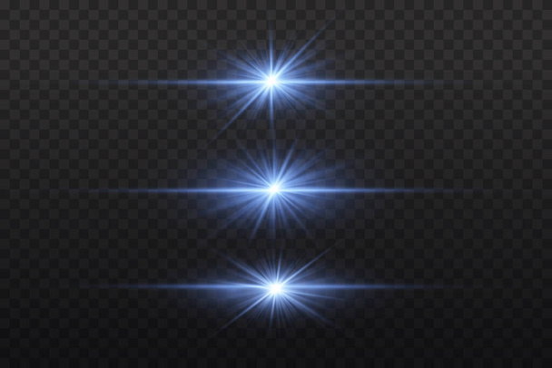 Blue glowing light bright star, sparkling dust. - Vector, Image