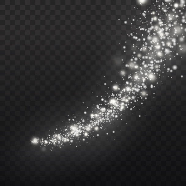 Luz chispas blancas, partículas de polvo mágico chispeante - Vector, imagen