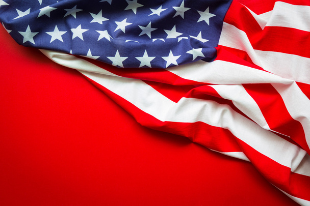 American flag on red background - Foto, afbeelding