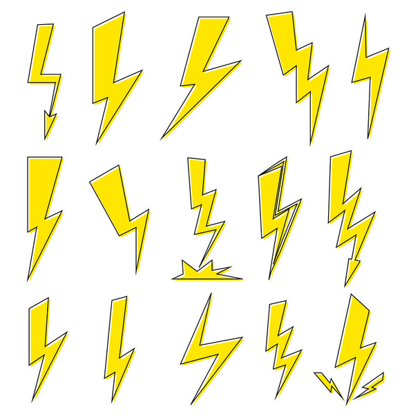 Lightning bolt, set power icons, graphic design template, collection electric signs, vector illustration - ベクター画像
