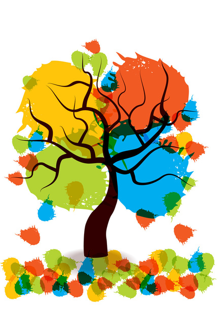 Farbvektor vier Jahreszeiten Baum - Vektor, Bild