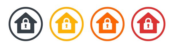 Icono de casa cerrada. Propiedad segura y protegida concepto. Seguridad del hogar signos gráficos vectoriales. - Vector, imagen
