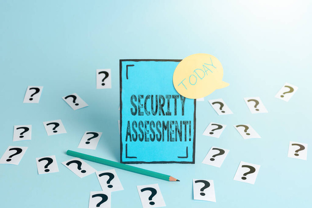 Conceptual caption Security Assessment. Business overview study to locate IT security vulnerabilities and risks Office Information Processing Workshop Problem Solving And Solutions - Photo, image