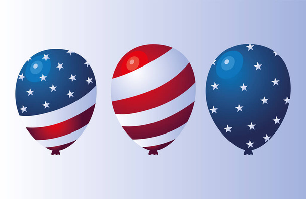 usa flag balloons - Vector, afbeelding
