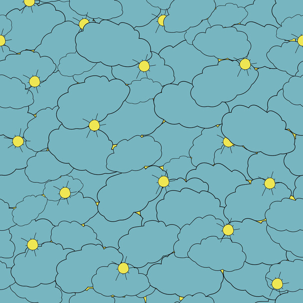 Vector azul verano cielo tiempo doodle fondo patrón - Vector, imagen