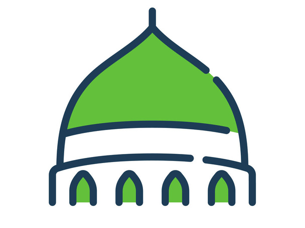 moschea cupola singola icona isolata con trattino o linea tratteggiata stile vettoriale illustrazione - Vettoriali, immagini