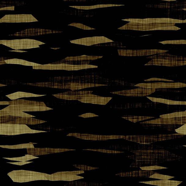 Camouflage donker underbrush hout stijl textuur materiaal. Naadloos patroon in aardetinten verborgen effect. Militaire en leger jungle bos ontwerp op kaki katoen textiel print. - Foto, afbeelding