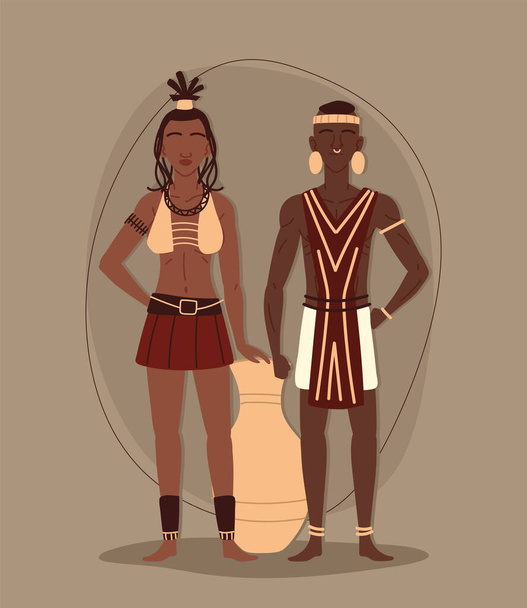 aborigines tribal couple - Vector, Imagen