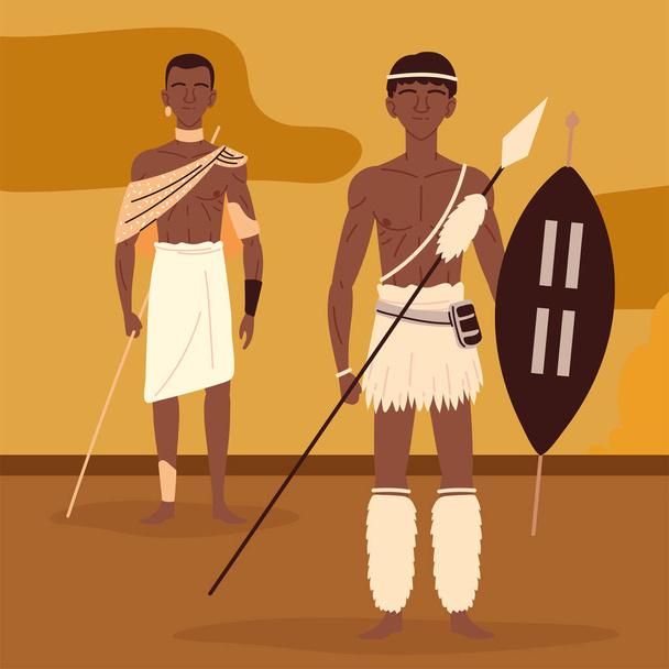 aboriginal mannen krijger - Vector, afbeelding