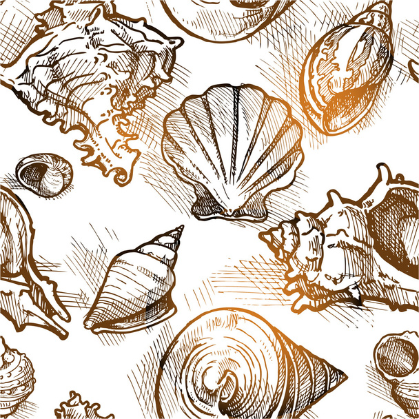 Seamless pattern of different shapes shell - Вектор, зображення