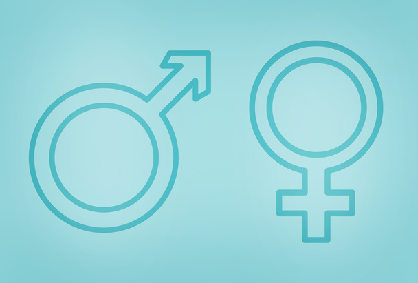 Gender symbols on blue - Foto, Imagen