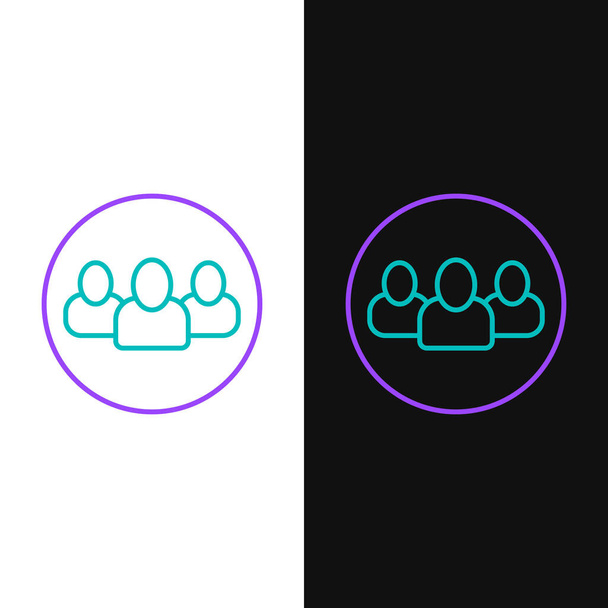 Line Project team base icoon geïsoleerd op witte en zwarte achtergrond. Zakelijke analyse en planning, consulting, teamwork, projectmanagement. Kleurrijk concept. Vector - Vector, afbeelding