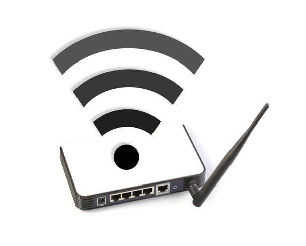 Hub de rede do roteador com símbolo wifi
 - Foto, Imagem
