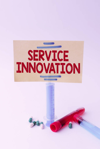 Sign displaying Service Innovation. Business showcase changing the way you serve better your customers Writing Important Medical Notes Laboratory Testing Of New Infections - Foto, Bild