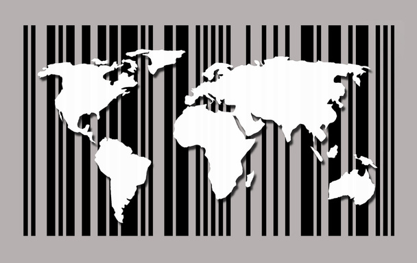 Weltkarte auf Barcode-Hintergrund - Foto, Bild