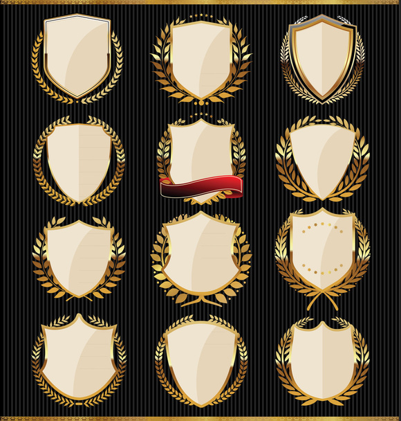 Golden shields collection - Vector, Imagen