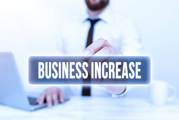 Inspiration showing sign Business Increase. Business concept improving some measure of an enterprise s is success Remote Office Work Online Presenting Business Plan And Designs - Photo, Image