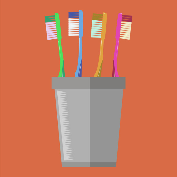Escova de dentes de plástico Símbolo dental. Cuidados orais. Ferramenta de limpeza bucal - Foto, Imagem
