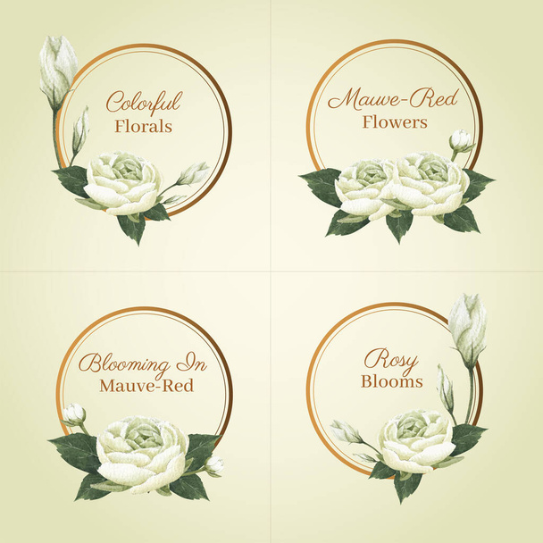 Logo design with muave red floral concept,waterolor styl - Vector, Image