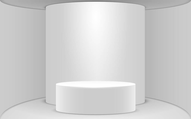 podium cylindre blanc dans la salle de studio blanc - Vecteur, image