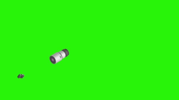 Photography gadgets equipment animation, on green screen chroma key, graphic source elements - Materiał filmowy, wideo