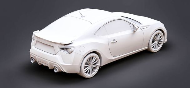 マットプラスチック製のモデルスポーツコンパクトカー。シティカークーペ。若いスポーツカー。3Dイラスト - 写真・画像