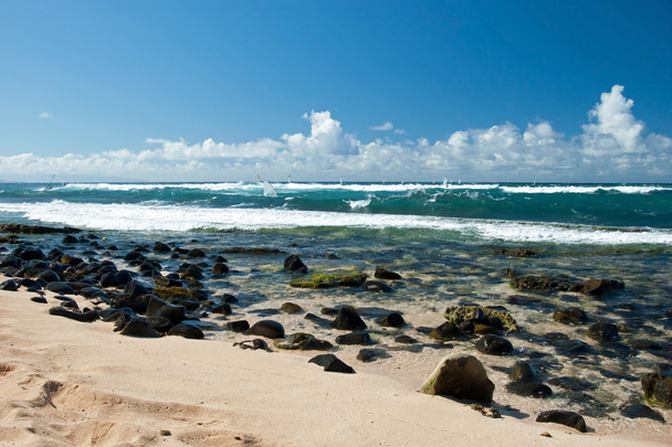 ιστιοσανίδες σε θυελλώδεις καιρικές συνθήκες στο νησί maui - Φωτογραφία, εικόνα