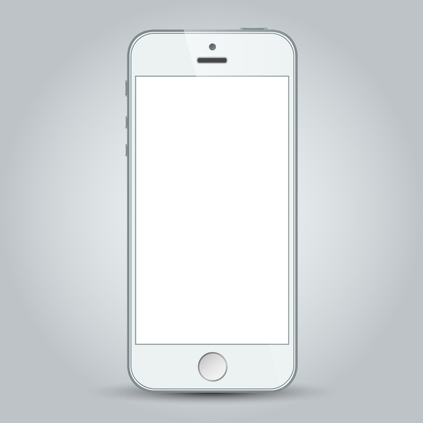 White business mobile phone isolated on gray background - Foto, afbeelding