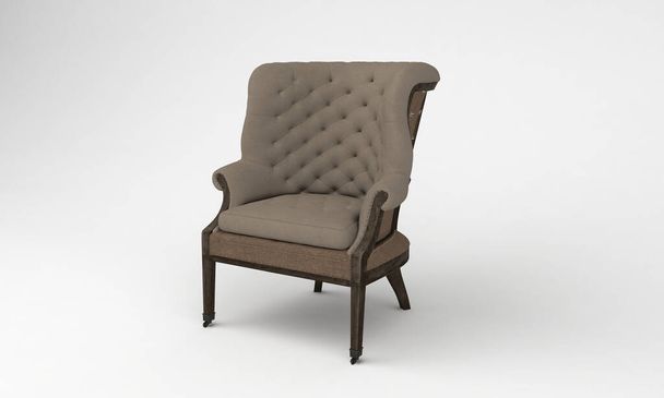 Representación en 3D de un sofá de lujo gris aislado sobre un fondo blanco - Foto, imagen