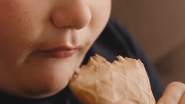 Boy eating ice cream - Footage, Video