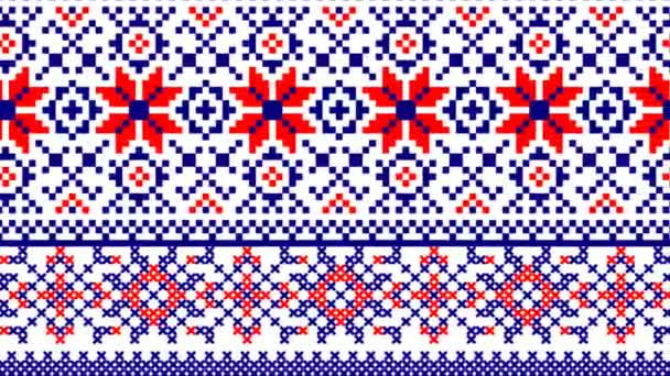 Stammesmuster (assamesisches Muster) aus Nordostindien, das für textile Gestaltung in Assam Gamosa, Mugaseide oder anderen Baumwollkleidern verwendet wird. Ähnlichkeit mit ukrainischem Muster oder russischem Muster. - Filmmaterial, Video