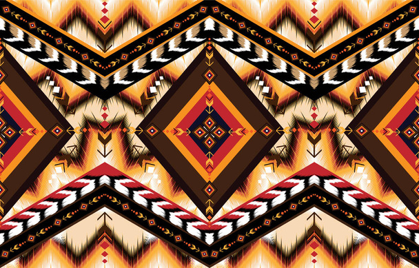 イカット幾何学民俗装飾。部族的民族的ベクトルテクスチャ。アステカスタイルのシームレスストライプパターン。部族の刺繍図。インド、北欧、ジプシー、メキシコ、民俗パターン. - ベクター画像