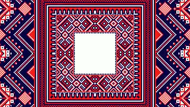 tribal pattern ( assamese pattern ) of northeast india which is used for textile design in assam gamosa , muga silk or other treditional dress.similar to ukrainian pattern or russian pattern. - Footage, Video