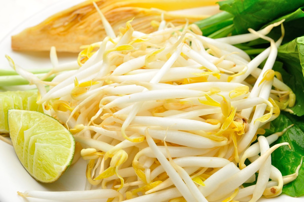Mung beans or bean sprouts on white plates - Photo, Image