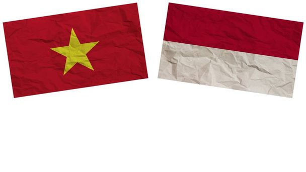 Indonesia and Vietnam Flags Together Paper Texture Effect  Illustration - Photo, Image