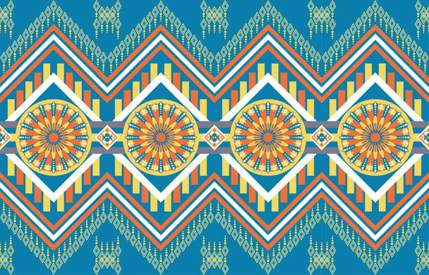 部族のシームレスな色の幾何学模様、レトロな色の部族のベクトルシームレスなパターン、抽象的な幾何学アートプリント, - ベクター画像