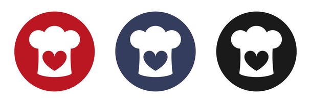 Ikoon set. Chef hoed liefde voor voedsel, logo pictogram sjabloon. Modern design. - Foto, afbeelding