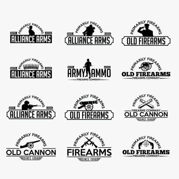 Ateşli Silahlar Etiketleri ve Logo Vektör Tasarımı - Vektör, Görsel