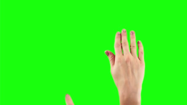 34 керуйте пакетом жестів з сенсорним екраном, зробленим жіночими руками, долонями та пальцями на фоні зеленого екрану
 - Кадри, відео