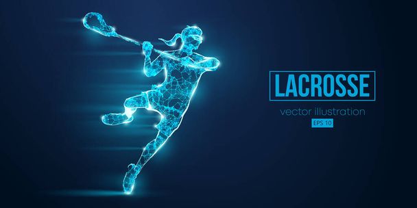 Abstract silhouet van een wireframe lacrosse speler uit deeltjes op de blauwe achtergrond. Handige organisatie van eps-bestand. Vectorillusie. Bedankt voor het kijken. - Vector, afbeelding