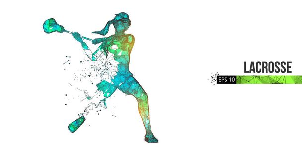 Abstract silhouette of a wireframe lacrosse player from particles on the white background. Convenient organization of eps file. Vector illustartion. Thanks for watching - Vector, Image