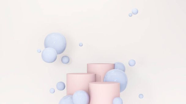 3D render abstract aesthetic podium scene for product display advertisement. Light pastel color graphic resources. - Photo, Image