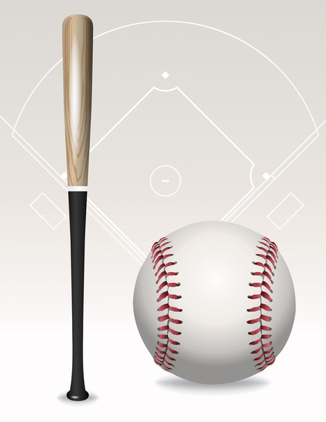 ρόπαλο του μπέιζμπολ, μπάλα, πεδίο στοιχεία - Διάνυσμα, εικόνα