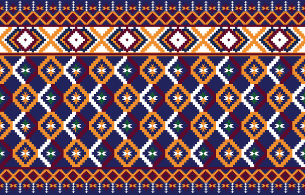 Ethnic abstract yellow. Seamless geometric pattern in tribal, folk embroidery, and Mexican style. Aztec geometric art ornament print.Design for carpet, wallpaper, clothing, wrapping, fabric, cover, textile - Vector, Image