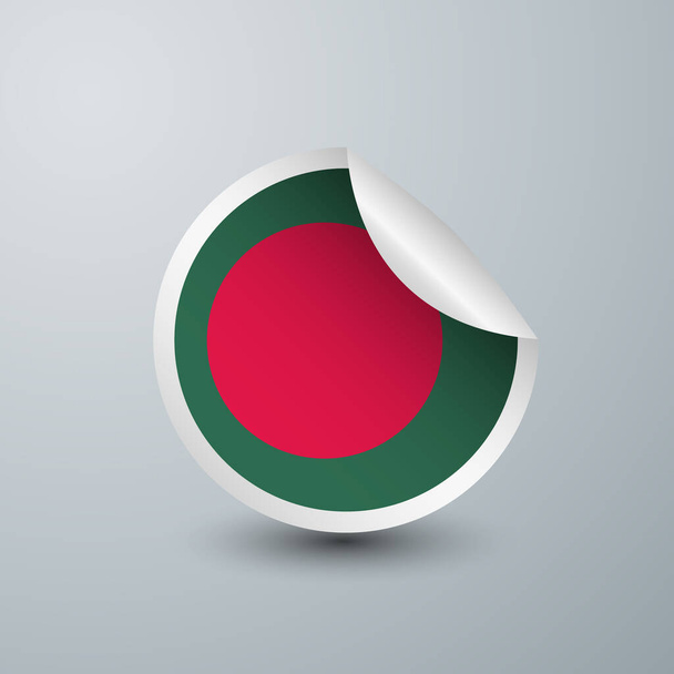 Bangladesh Flag with Sticker Design isolated on white background. Vector illustration for Label, round tag and advertising design - Vector, Image