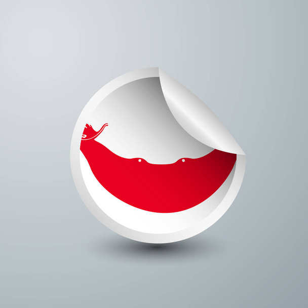 Osterinsel Flagge mit Sticker Design isoliert auf weißem Hintergrund. Vektor-Illustration für Label, rundes Etikett und Werbedesign - Vektor, Bild