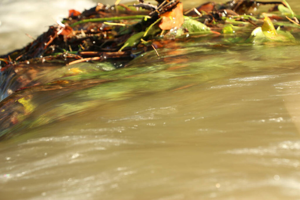 Річка Геддон, залита сильними дощами і повенями, розбивається через долину Хеддон на шляху до моря на узбережжі Північного Девону на південному заході Англії. - Фото, зображення