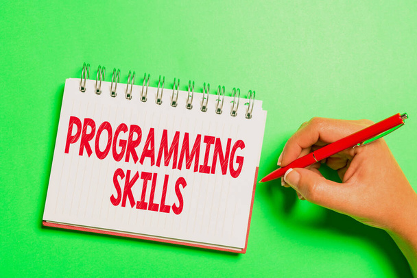Text showing inspiration Programming Skills. Business showcase skills vital to write a program so computer can process Brainstorming Problems And Solutions Asking Relevant Questions - 写真・画像